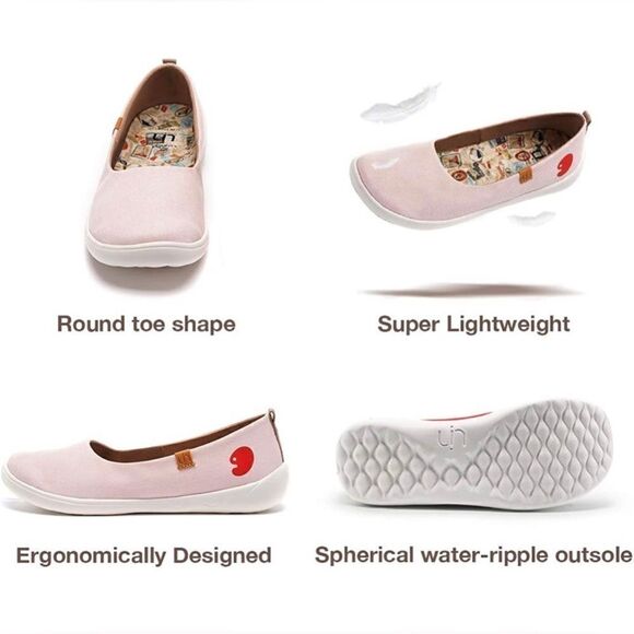 UIN Women's Art Painted Ballet Flats Slip On Pointed Toe Loafers (Valencia Pink) - Picture 6 of 8